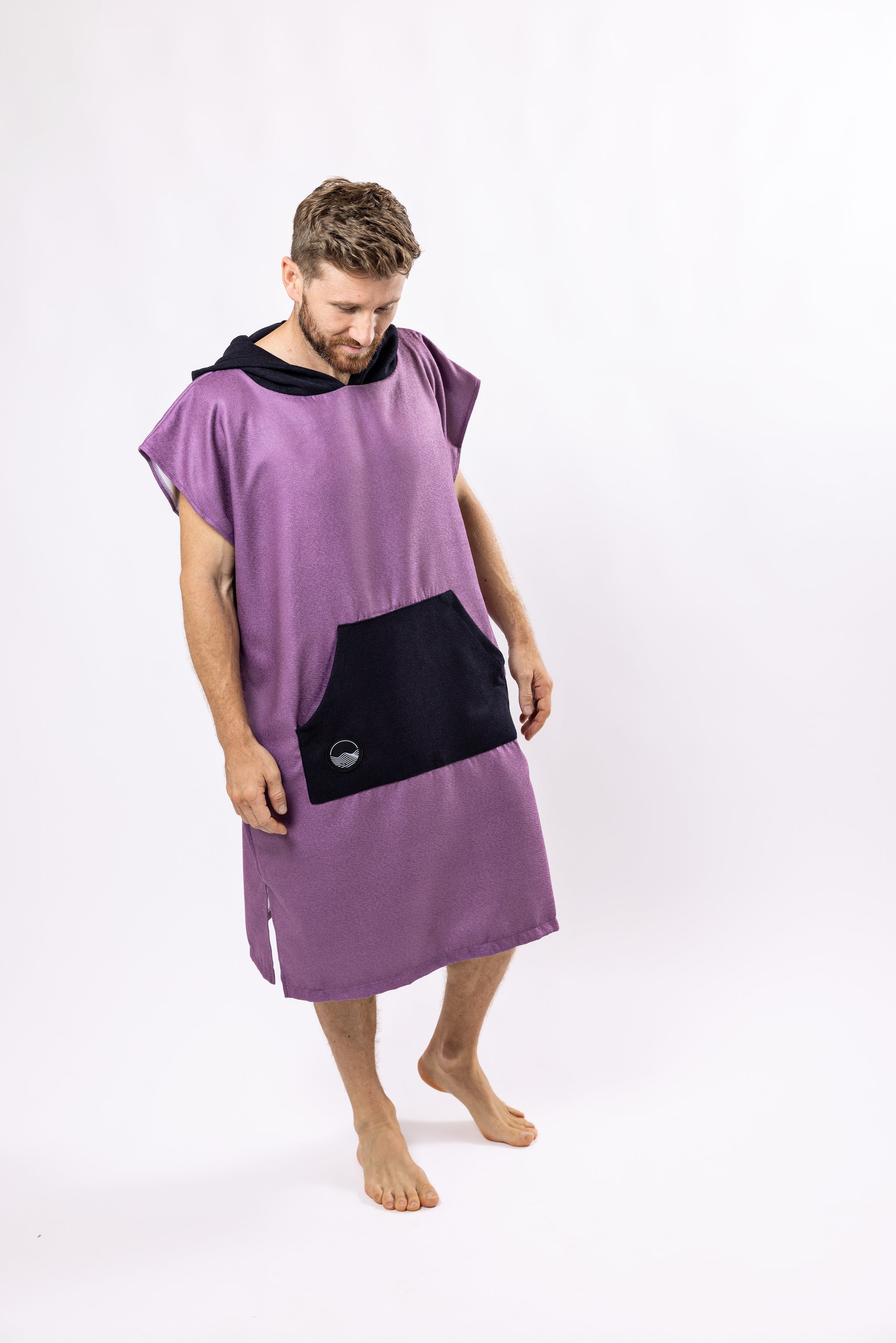 Surf-Poncho Clear Purple - für Frauen & Männer - aus schnelltrocknender und ultra-leichter Mikrofaser - WOODSANDWAVES