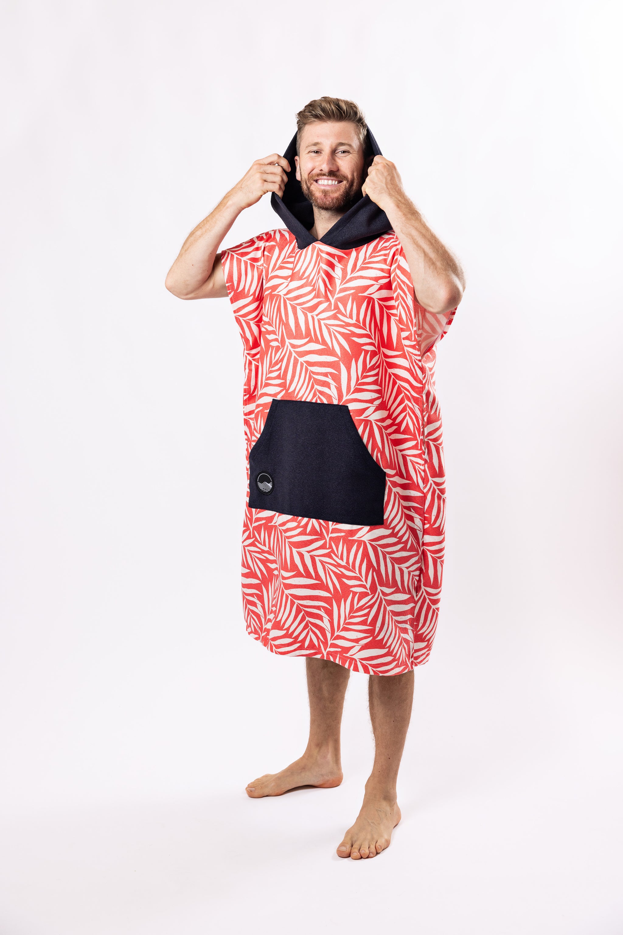 Surf-Poncho Palms in Paradise - für Frauen & Männer - aus schnelltrocknender und ultra-leichter Mikrofaser - WOODSANDWAVES